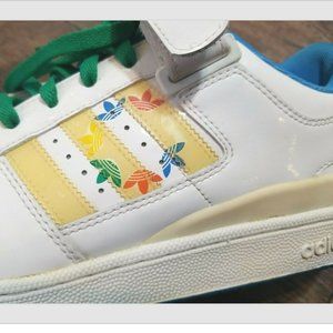 Adidas Trefoil Forum Low White Patent Leather Ankle Strap Shoes Sneakers